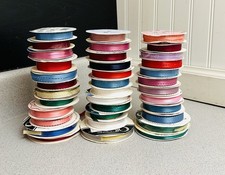 VTG Mixed Lot of 38 Rolls Polyester Ribbon Multicolor Various Sizes Brands