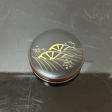 Japanese Lacquerware Wave Wheel Kogo Incense Container Tea Ceremony Black