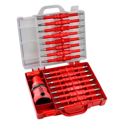Ratcheting Screwdriver Set 34 In 1 Double Head Bit Magnetizer Workshop Essential