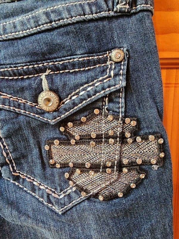 NWOT WOMENS 0 HARLEY DAVIDSON BOOTCUT JEANS CRYSTAL