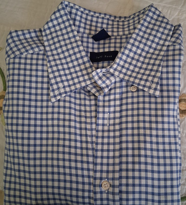 Jeff Rose Made In Italy Men's Blue & White Gingham Button Down Dress Shirt  XL