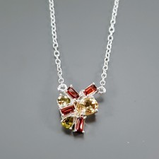 Jewellery Natural Citrine Necklace 925 Sterling Silver 18"/N27852