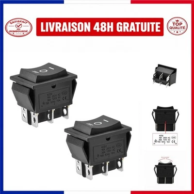Interrupteurs à bascule Heschen 2 pièces DPDT momentanés 16 A 250 V - Photo 1/4