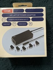 Logik 3M Power Supply Adapter Cable for HP Laptop 90W, Black, UK, 19V