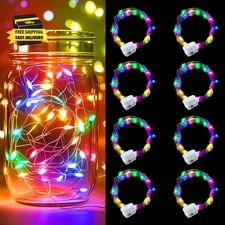 8 Pack Multicolor Battery Operated String Lights - 7Ft Waterproof Fairy Lights w