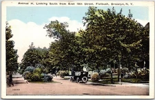 Vintage 1922 Avenue H Flatbush Brooklyn NY Linen Postcard