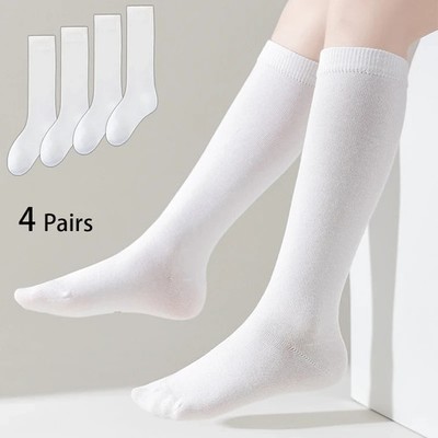 Kinder Kniestrümpfe 4er-Pack Unisex Weiß Bequem, Atmungsaktiv, Für Mädchen