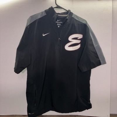 Dri Fit Short Sleeve Black Neck Zip Up  With E On Front