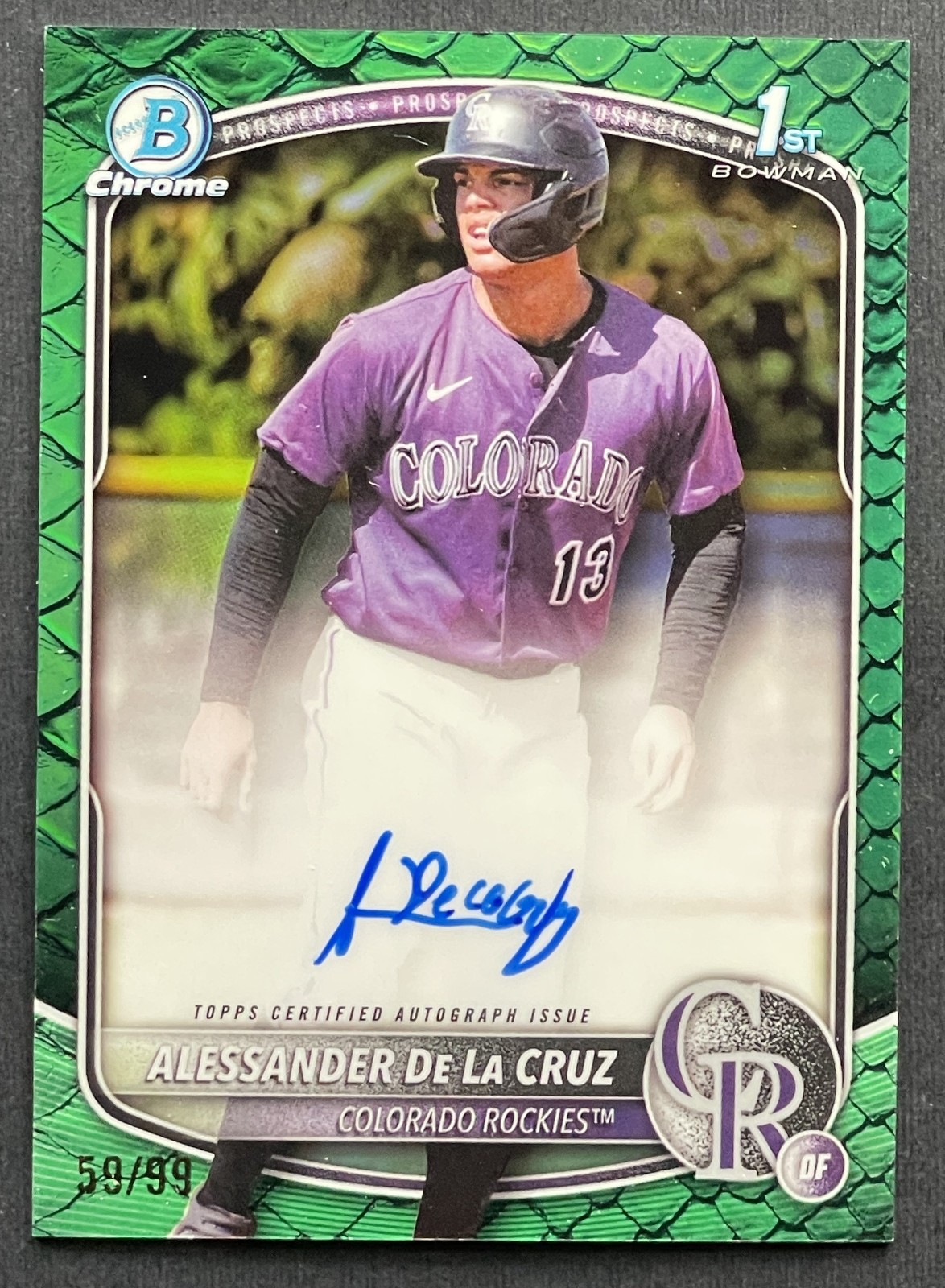 2025 Bowman Chrome - Alessander De La Cruz 1st Auto - Green Reptilian 59/99