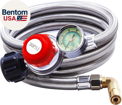 #ad 6 FT Propane Adapter Hose with 0 30 PSI High Pressure Adjustable Propane Regulat $50.57