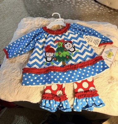 Rare Editions 6M 2 Piece Christmas Tree Set Outfit Holiday Top & Pants Girls
