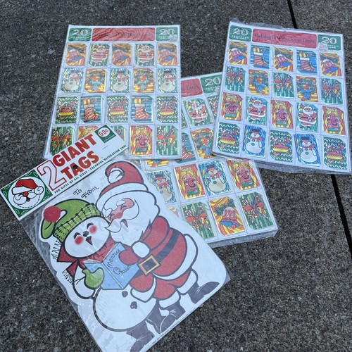 Vintage Lot Christmas Holiday Gift Tags Holographic With Giant Gift Tags