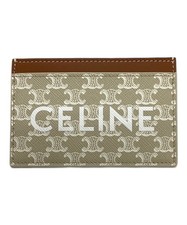 CELINE Card Holder Canvas Logo Beige Authentic From Japan