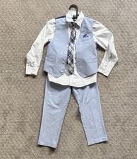 Nautica Boys Pin Cord Machine Washable Vest Set Bright Blue Size 7