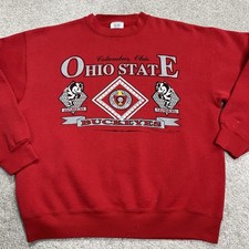 Vintage Ohio State Buckeyes Sweatshirt Large Red Crewneck Scarlet 20/20 USA OSU