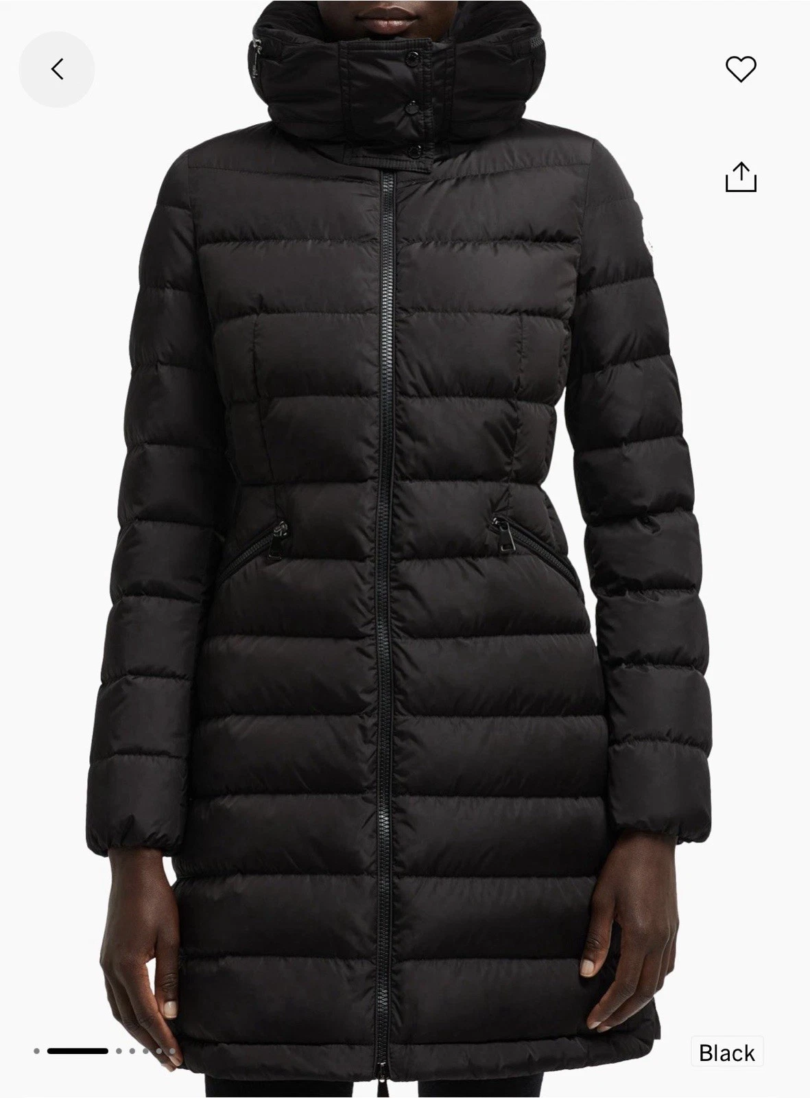 Moncler — Moncler Flammette High Neck Fitted Long Down Puffer Coat Jacket Black Size 0