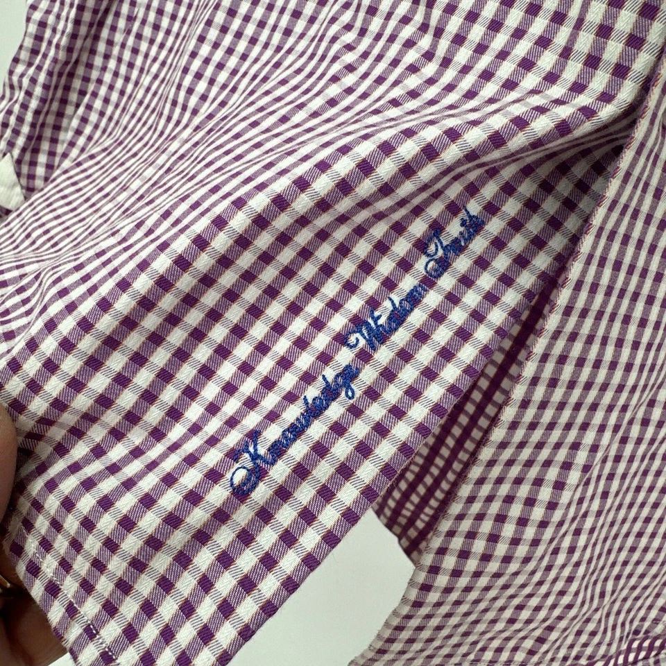 Robert Graham Shirt Boys Large 14-16 Long Sleeves Button Up Purple Gingham - Image 4 of 4