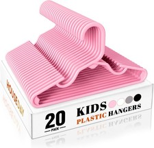 Premium Baby Hangers 20 Pack 11 Inch Kids Plastic Hanger Pink Slim for Childrens