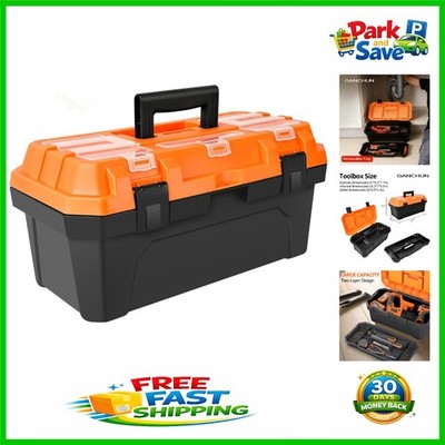 Versatile 17-Inch Waterproof Tool Box with Removable Tray & Compartment Storage