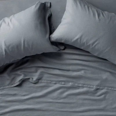 Queen 100% Linen Sheet Set Mineral Blue - Casaluna