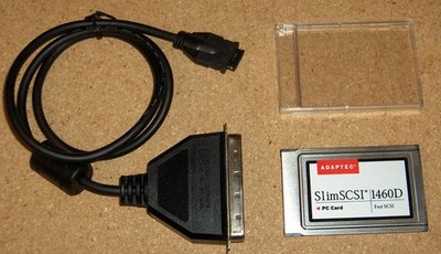 Adaptec SlimSCSI PCMCIA Fast SCSI Adapter Card 1460D + Centronics CN50 Cable