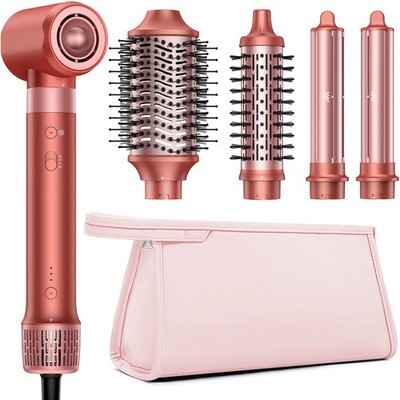 HITTIONA 5-in-1-Haartrockner, violett, schnelltrocknend, 110.000 U/min