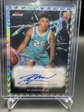 2024-25 Topps Finest KJ Simpson Jr. Electrifying Geometric Rookie Auto Hornets