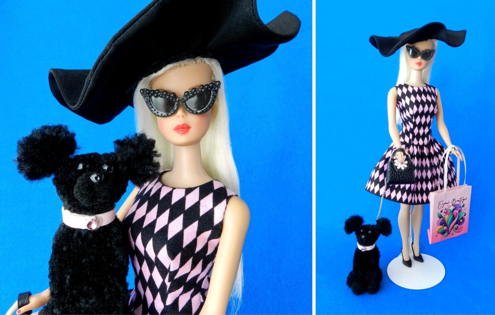 Barbie fashion HANDMADE vintage-look dress & CUTE dog/pup 10