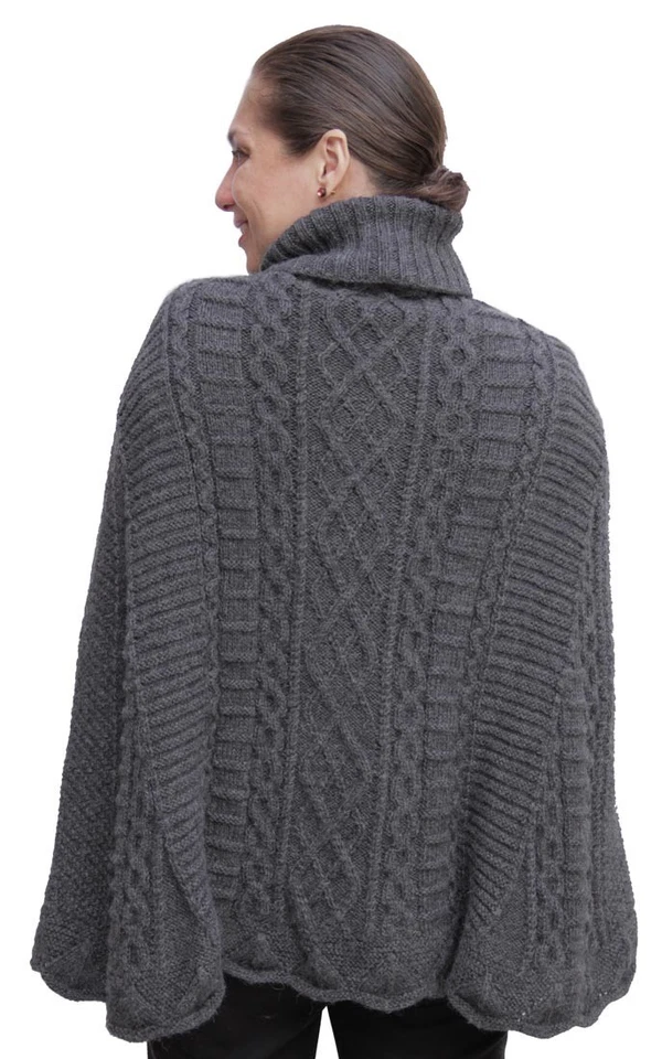 Superfine Alpaca Wool Hand Knitted Poncho Cape Wrap One Size Colors Available - Image 2 of 3