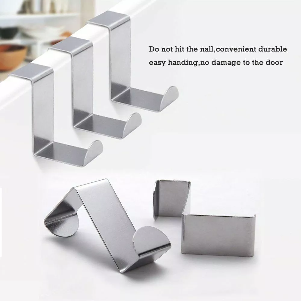 Self Adhesive Hooks Stainless Steel Strong Silver Sticky Stick on Wall Door  Hang