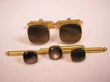 Square Mother of Pearl Formal Vintage Cuff Links  3 Tux Shirt Studs prom o03