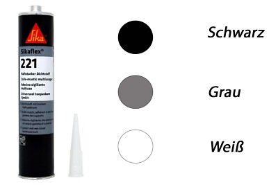 Sikaflex -221 - 300ml ALLE FARBEN - SCHWARZ / WEISS / GRAU - Stahlgau uniweiß
