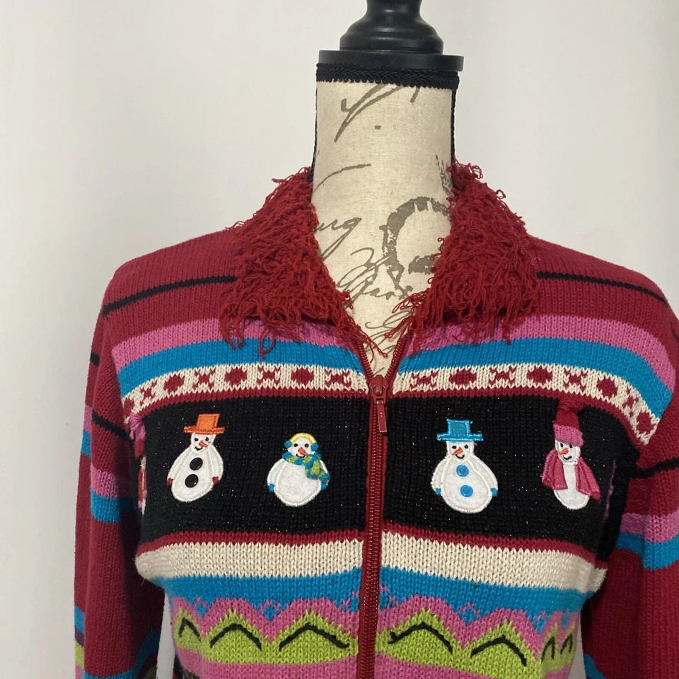 Karen Scott Deporte Navidad Vacaciones Mujer Cárdigan Suéter Pequeño Rojo Foto 3 de 4