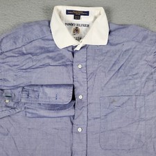Tommy Hilfiger Shirt Mens 15.5 Blue Dress Button Up Long Sleeve 