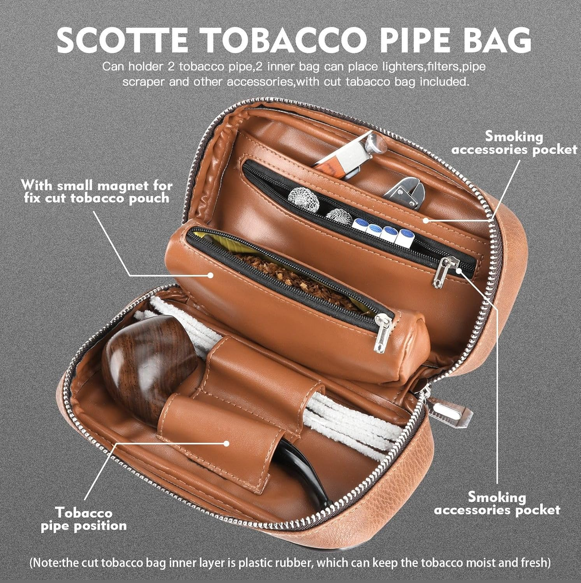 Scotte Handmade Pipe Set, Leather Pipe Pouch, Wood Pipe and Accessories  (Scraper