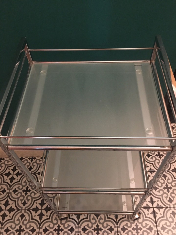 Bathroom Storage Glass & Metal Unit On Wheels. eBay