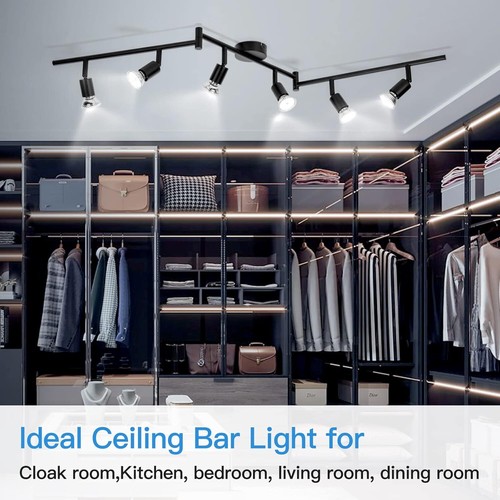 6 Way Ceiling Spotlight Adjustable Kitchen Bar Spot Light GU10 LED Lamp No Bulbs - Picture 6 of 11
