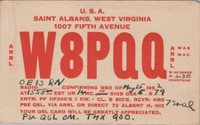 amateur radio QSL postcard W8PQQ Albert H Hix 1952 Saint Albans West Virginia