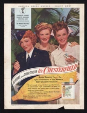 1943 Home Over There Chesterfield Cigarettes Colbert Goddard Lake Nurse Print Ad