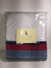 pottery barn kids denim fringed sheeting literie Crib Bedskirt 100 Cotton