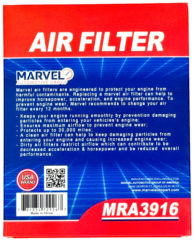 Marvel Engine Air Filter MRA3916 (25098845) for Chevrolet Cavalier 1992-2005 - Image 3 of 4