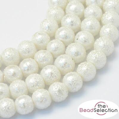 100 WEISSE GLASPERLEN STARDUST WEIHNACHTEN HOCHZEIT SCHNEEMANN 6 mm GLS25