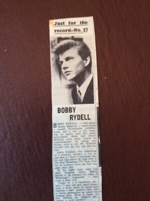 B9a Ephemera 1961 Bildartikel Bobby Rydell