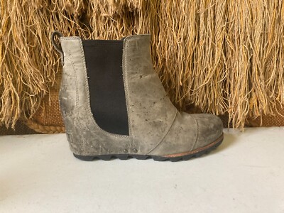 Sorel Lea Wedge Joan Of Arctic Elk Gray Bootie Ankle Shoe Women Size 8.5