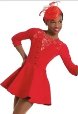 Dance Costume Hallowen In Paris! Red  Rockette Leo Tap Jazz Child Large NEW!