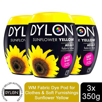 Dylon Waschmaschine Stoff Farbstoff Pod, Sonnenblumengelb, 3 Packungen mit 350 g