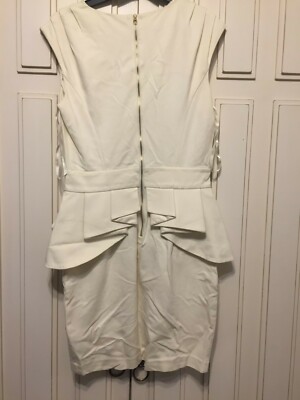 ted baker white peplum dress Ted Baker Gorgeous Ivory & White Fitted Zip Front Peplum Dress Sz 2