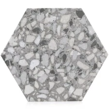 Industry Tile 9x10 Hexagon Terrazzo Gray Porcelain Tile (8.08 sq ft per case)