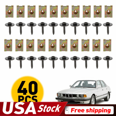 40Pcs Car Body Rivet Plastic Push Pin Fastener Bumper Retainer Fender Trim Clips