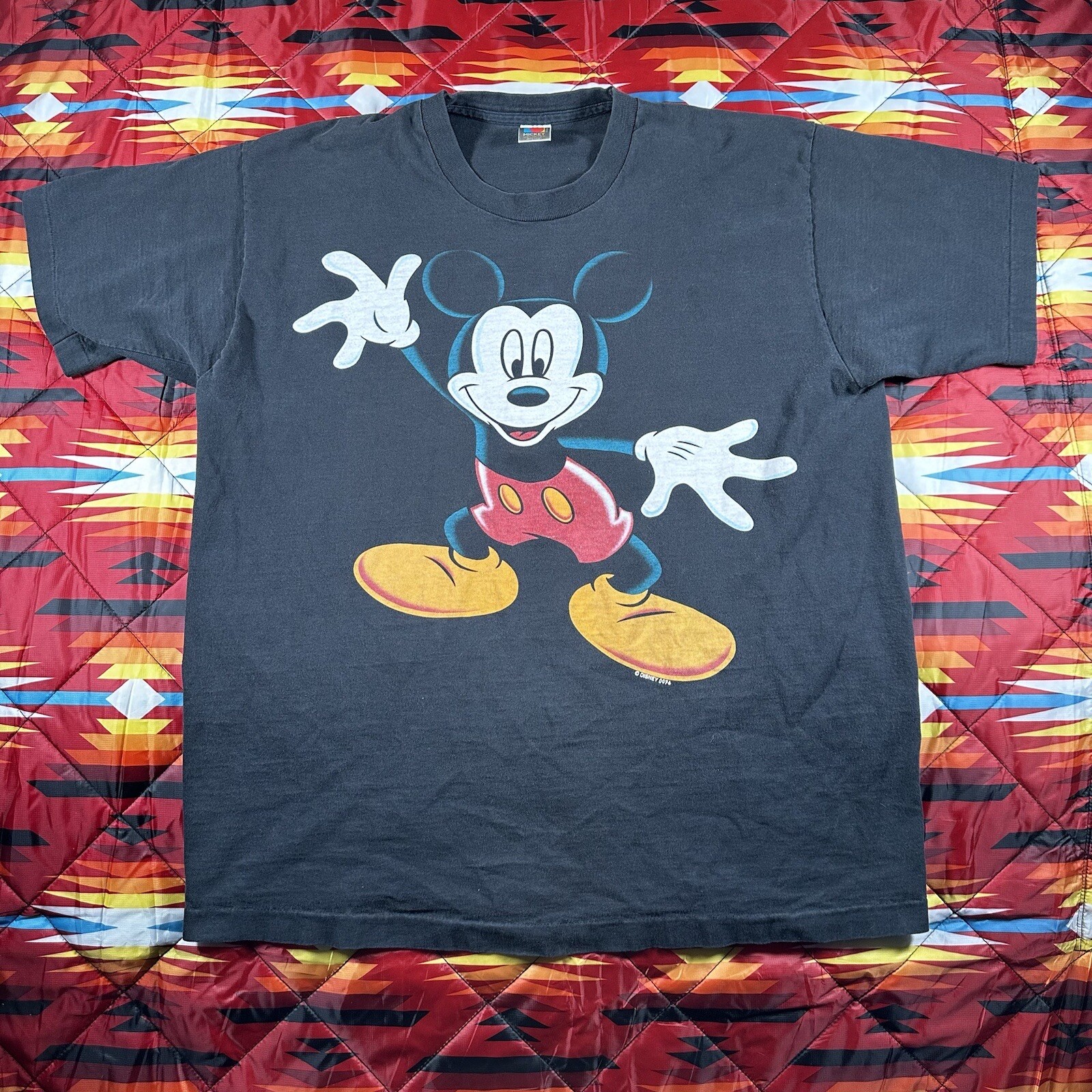 Vintage Jerry Leigh Mickey Mouse Disney Black Single Stitch T-Shirt One Size USA